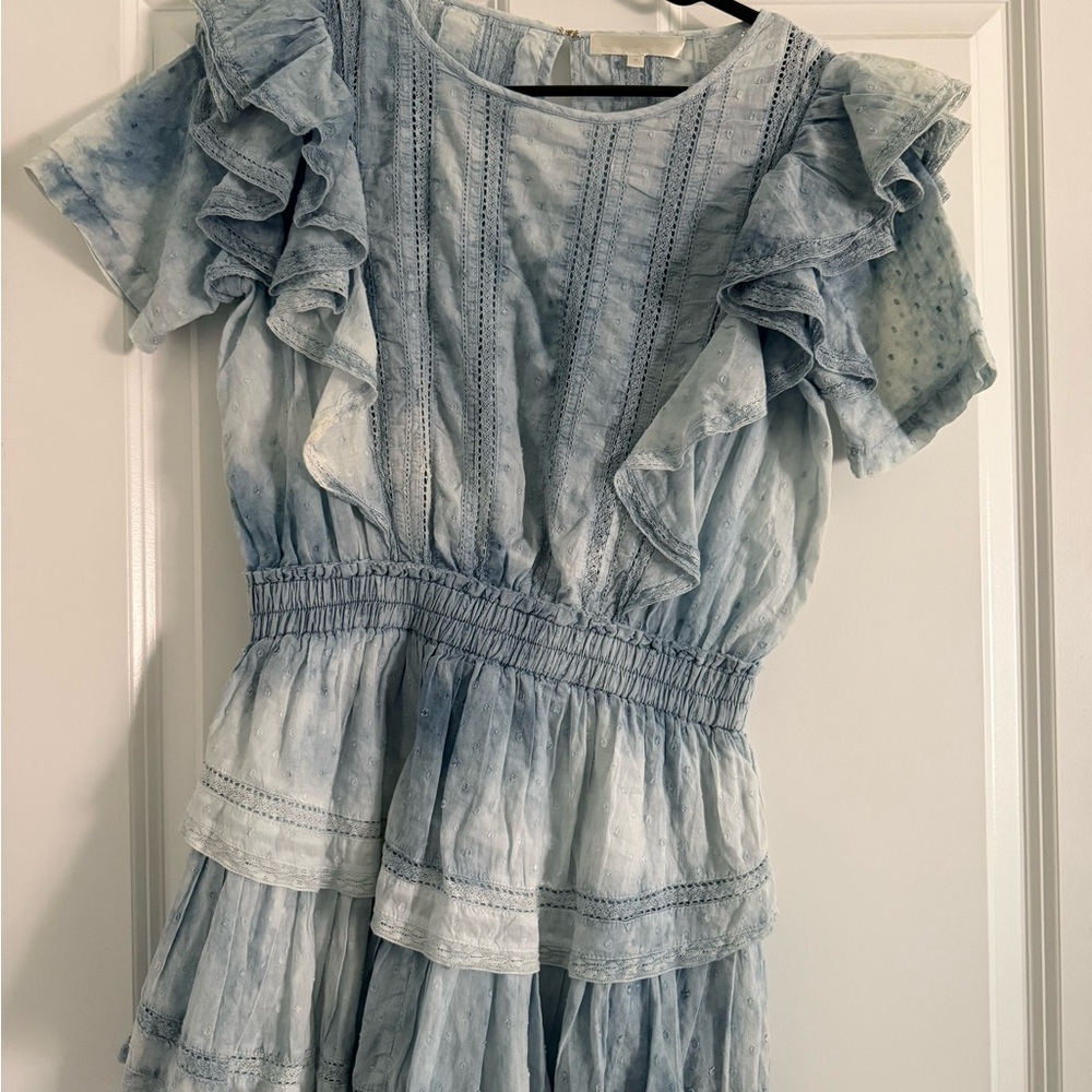 LoveShackFancy Light Blue Ruffled Dress